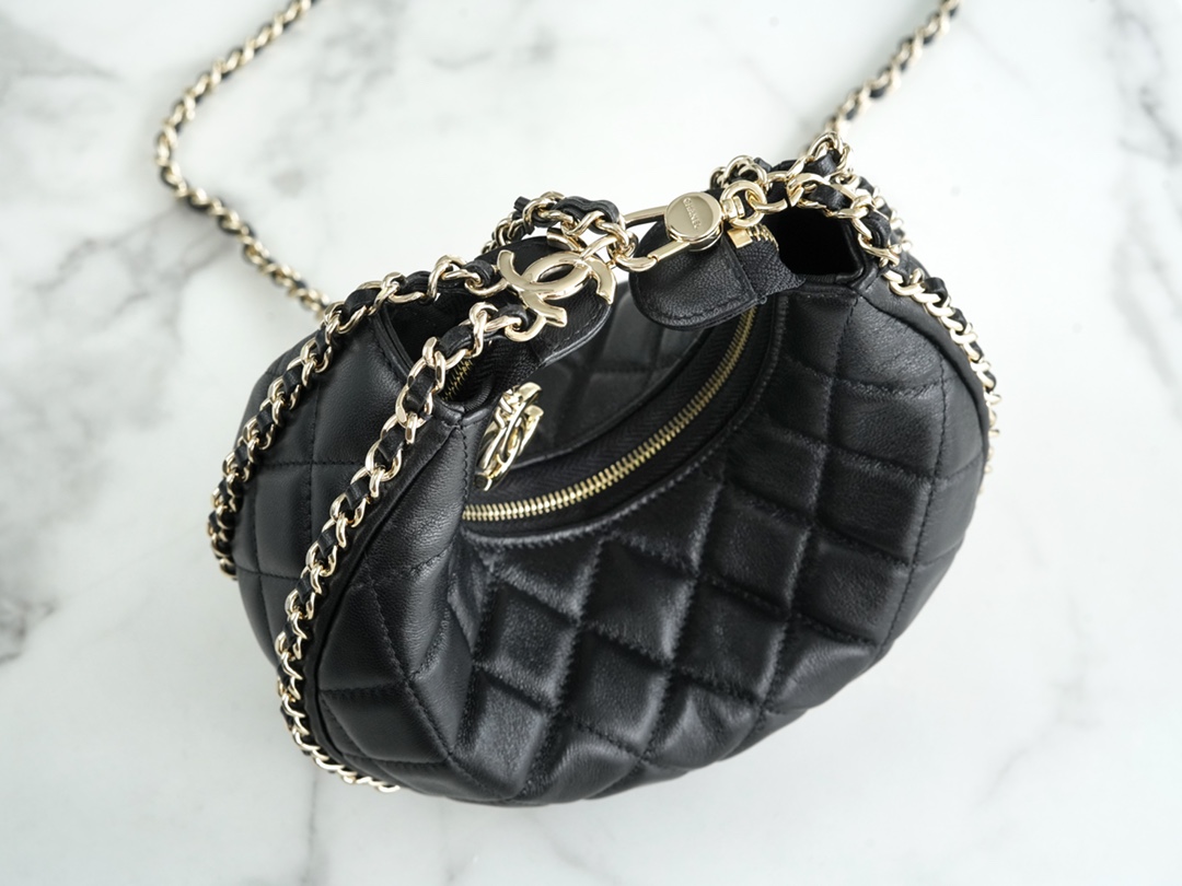 Chanel 23P Moon/Crescent Bag, Large Size, Black  