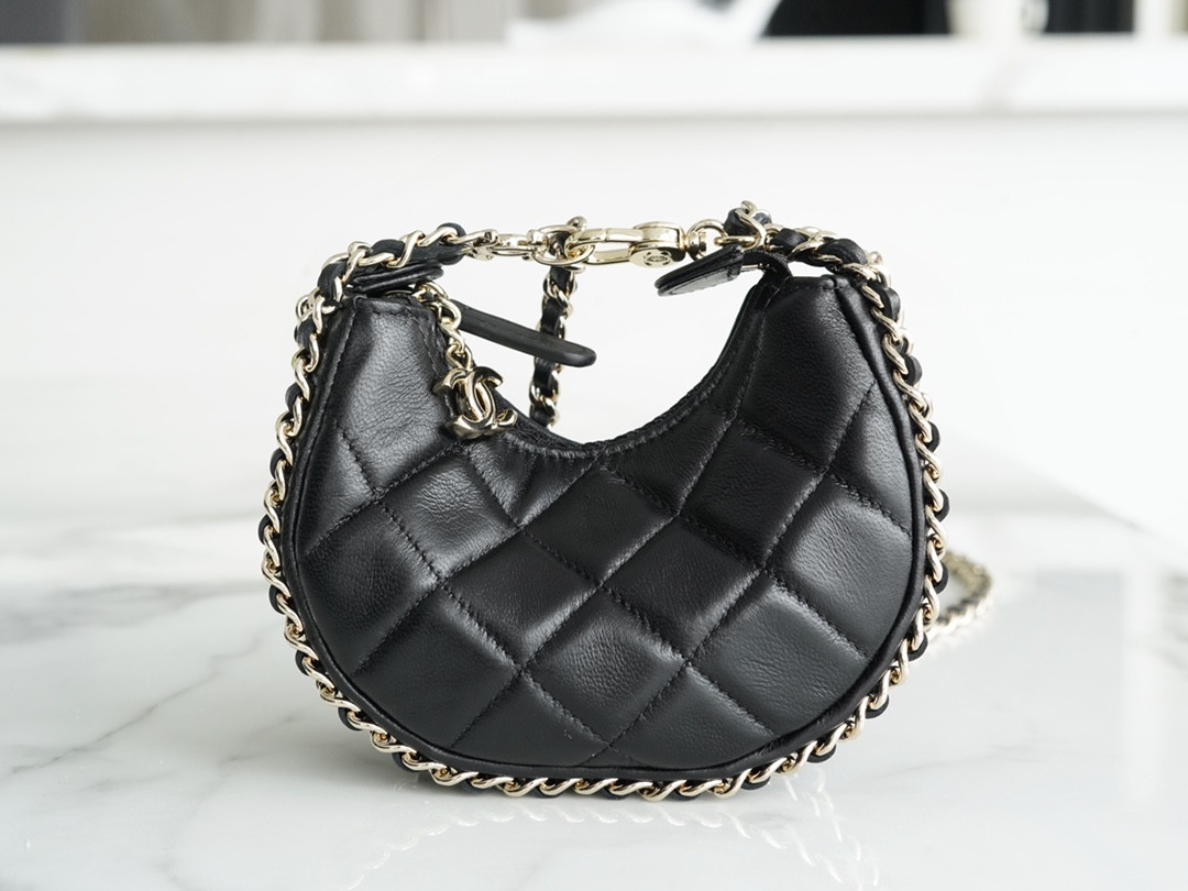 Chanel 23P Moon/Crescent Bag, Small Size, Black  