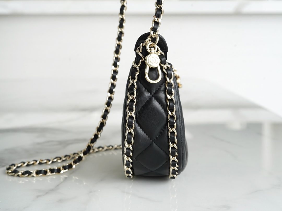 Chanel 23P Moon/Crescent Bag, Small Size, Black  