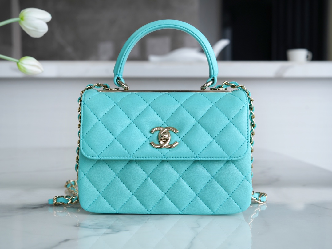 Chanel 24C Trendy CC Mini, Blue, Lambskin  