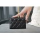 Classic Flap Card Holder, Black with Silver Hardware, Lambskin  