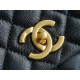 Chanel Coco Handle, Black with Leather Handle, Medium Size  