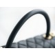 Chanel Coco Handle, Black with Leather Handle, Medium Size  