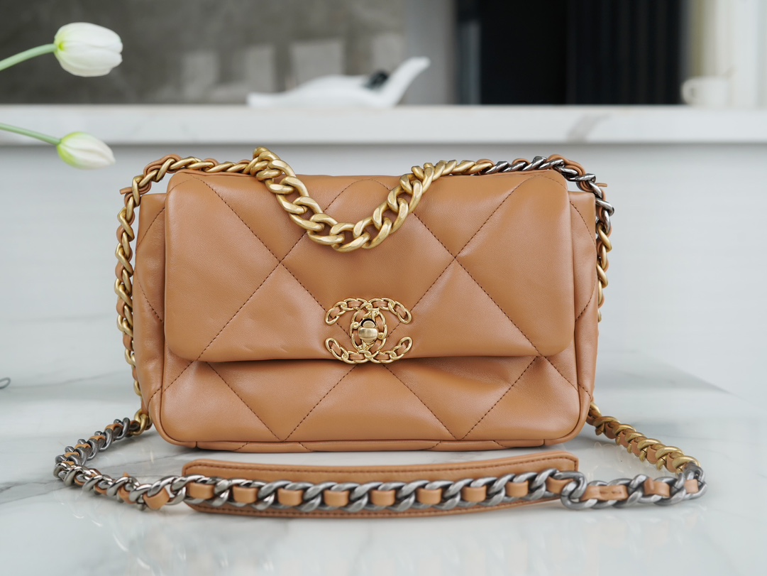 Chanel 19 Bag, Small Size, Caramel, Lambskin  