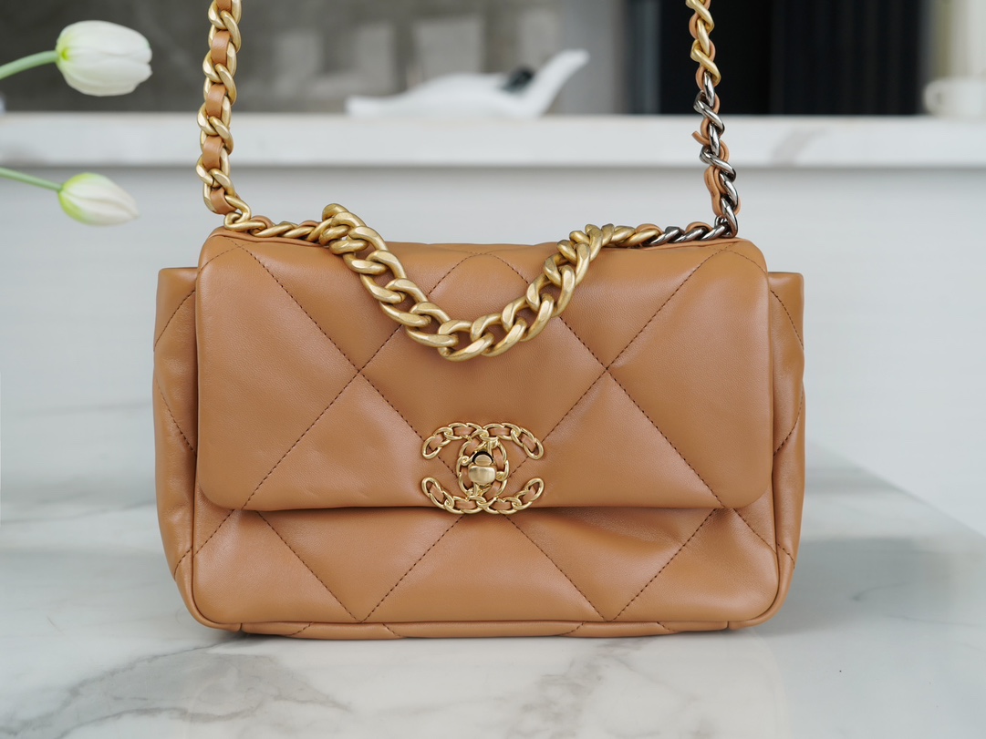 Chanel 19 Bag, Small Size, Caramel, Lambskin  