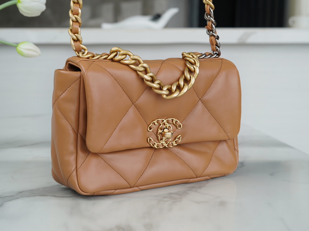 Chanel 19 Bag, Small Size, Caramel, Lambskin  