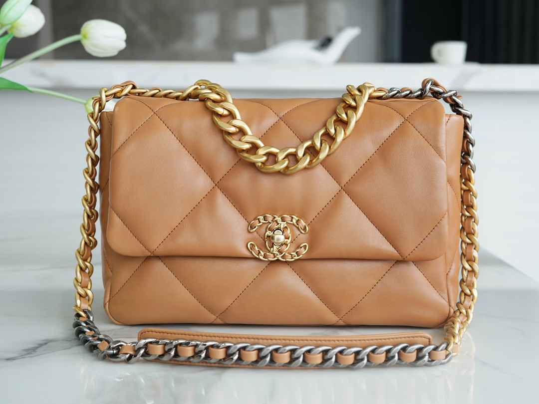 Chanel 19 Bag, Medium Size, Caramel, Lambskin  