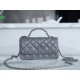 Chanel 23K New Crystal Handle Accordion, Dark Grey, Leather  