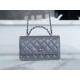 Chanel 23K New Crystal Handle Accordion, Dark Grey, Leather  