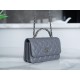 Chanel 23K New Crystal Handle Accordion, Dark Grey, Leather  