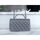 Chanel 23K New Crystal Handle Accordion, Dark Grey, Leather  