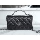 Chanel 23K New Crystal Handle Accordion, Black, Leather  