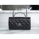 Chanel 23K New Crystal Handle Accordion, Black, Leather  