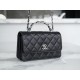 Chanel 23K New Crystal Handle Accordion, Black, Leather  