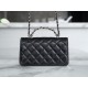 Chanel 23K New Crystal Handle Accordion, Black, Leather  