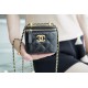 Chanel 2021 Double Gold Ball Mini Box Bag, Black  