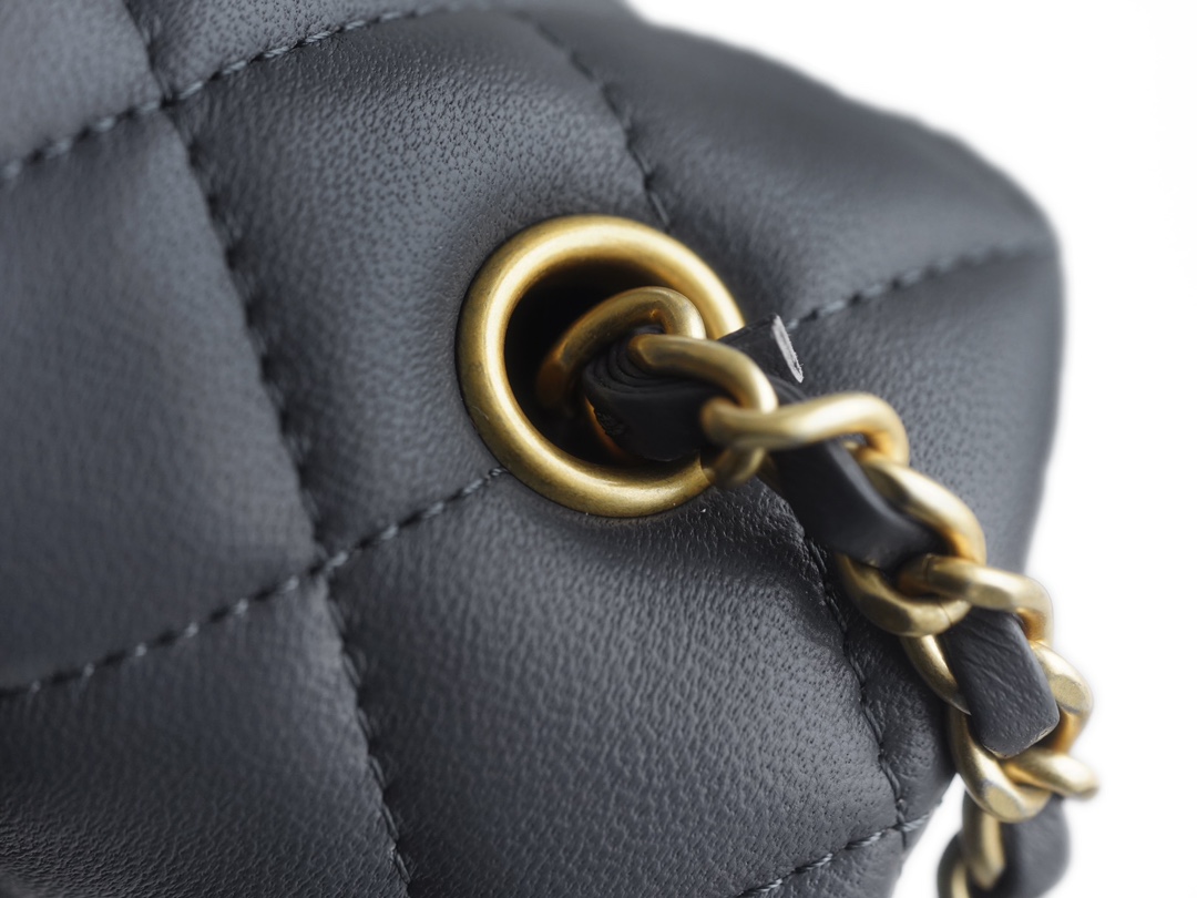 Chanel 23K Metal Ball Mini Boy Bag, Dark Gray, Gold Metal Balls  