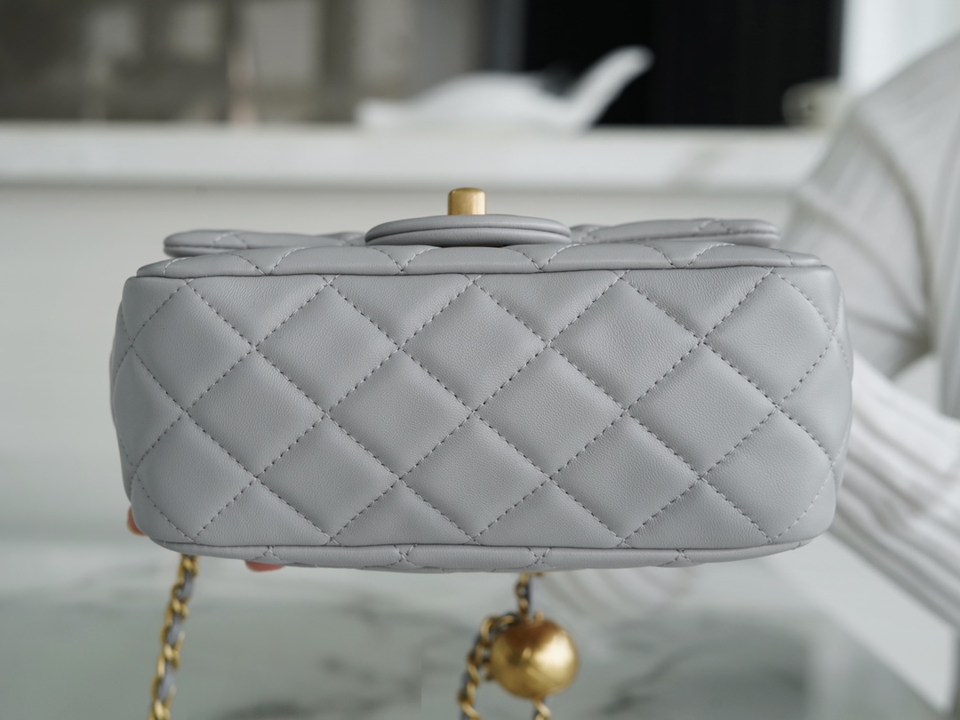 Chanel CF Metal Ball Boy Bag, Light Gray  