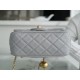 Chanel CF Metal Ball Boy Bag, Light Gray  