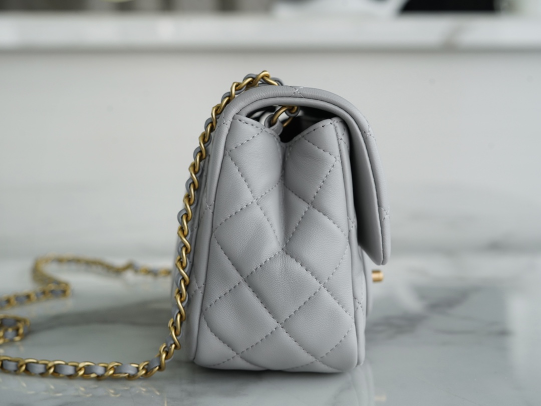 Chanel CF Metal Ball Boy Bag, Light Gray  