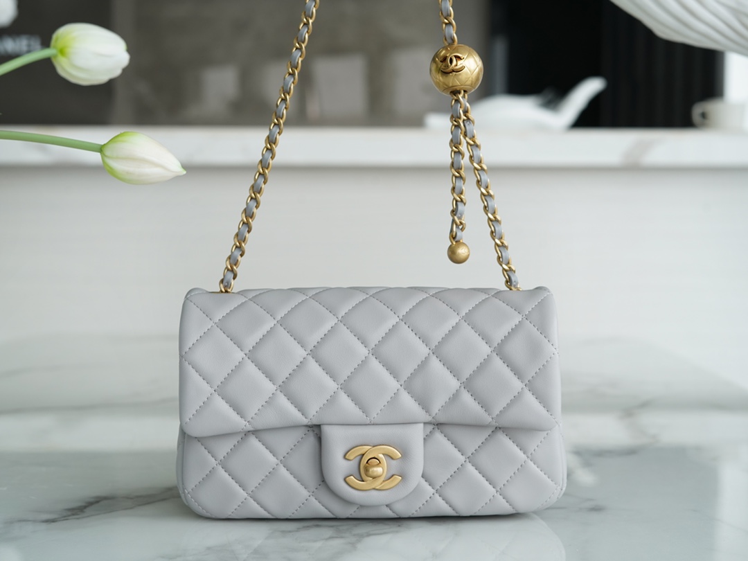 Chanel CF Metal Ball Mini, Light Gray  