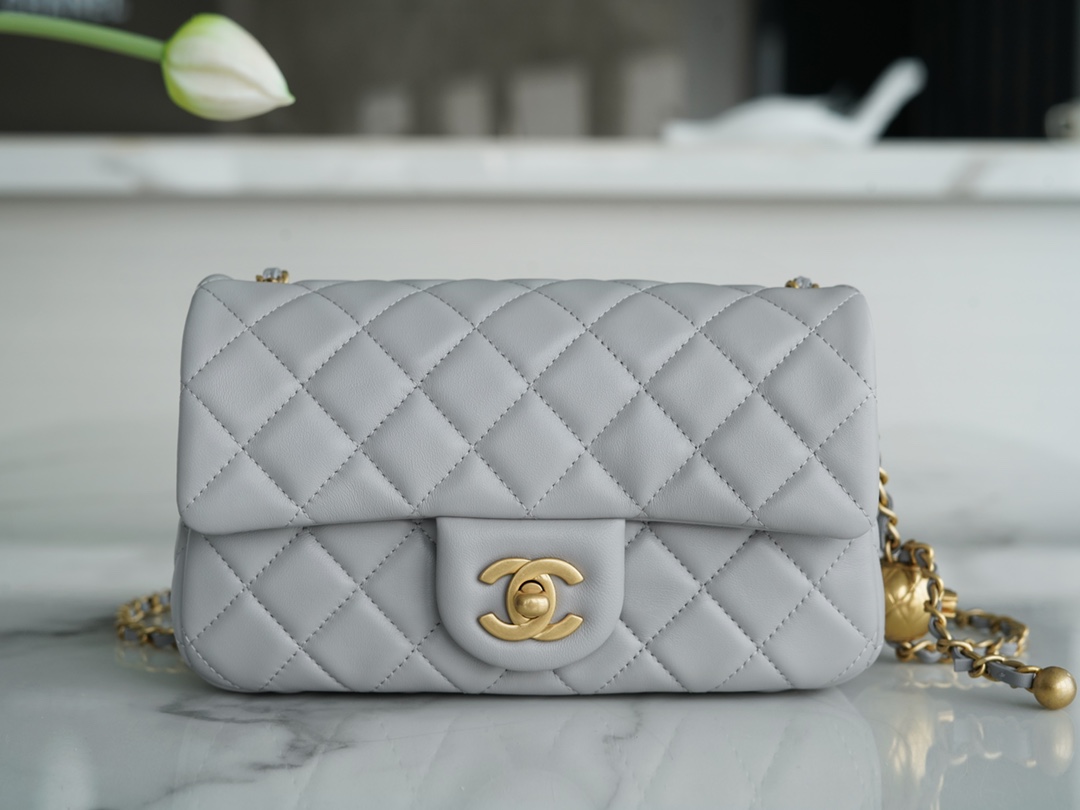 Chanel CF Metal Ball Mini, Light Gray  