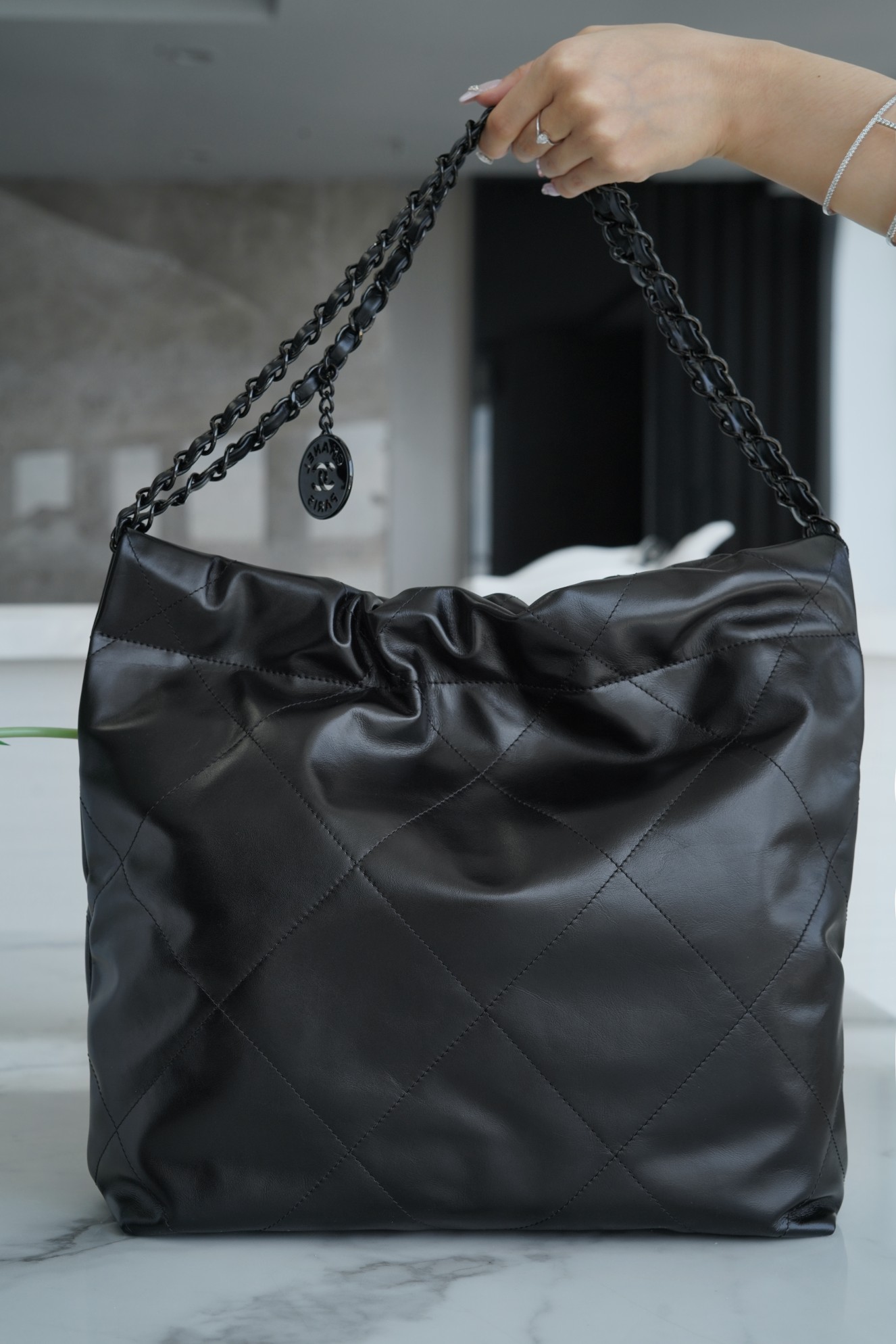 Chanel 22K 22 Bag, So Black, Full Black, Small  