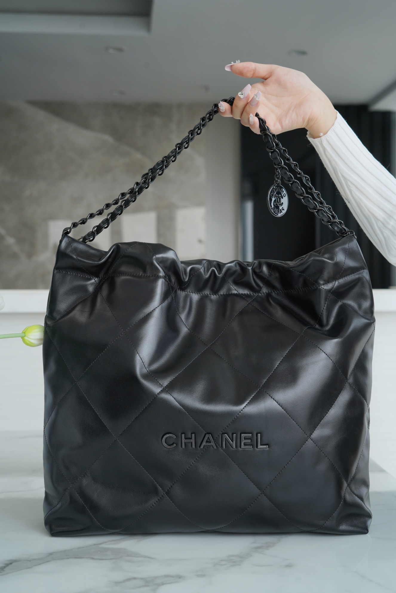 Chanel 22K Bag, So Black, Full Black, Medium  