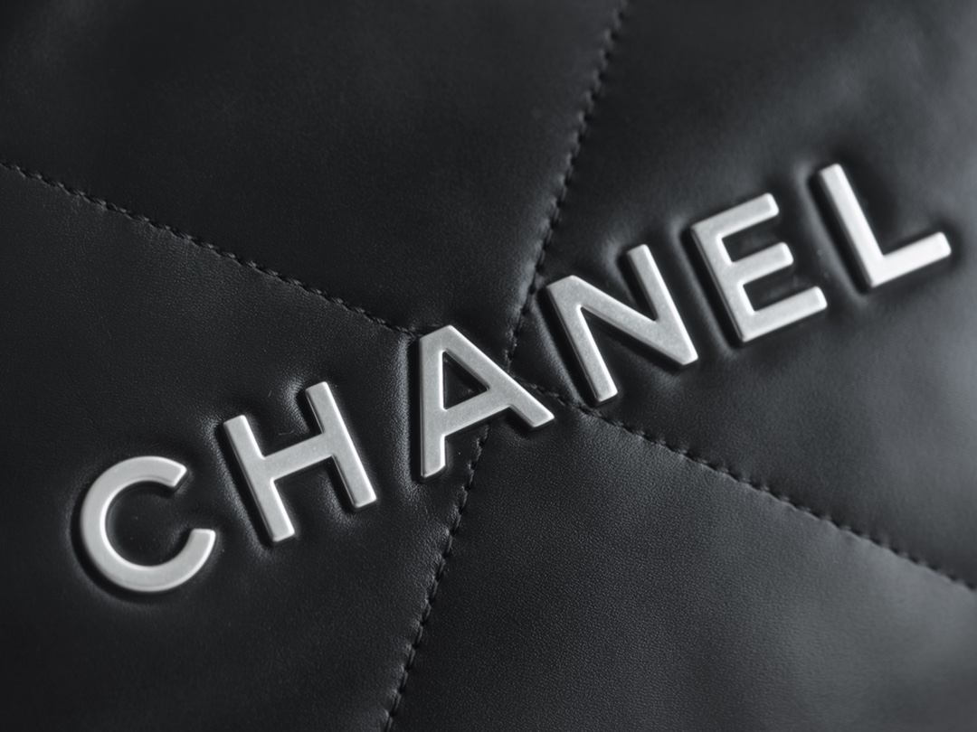 Chanel 22P Bag, Small, Black with Silver Hardware  