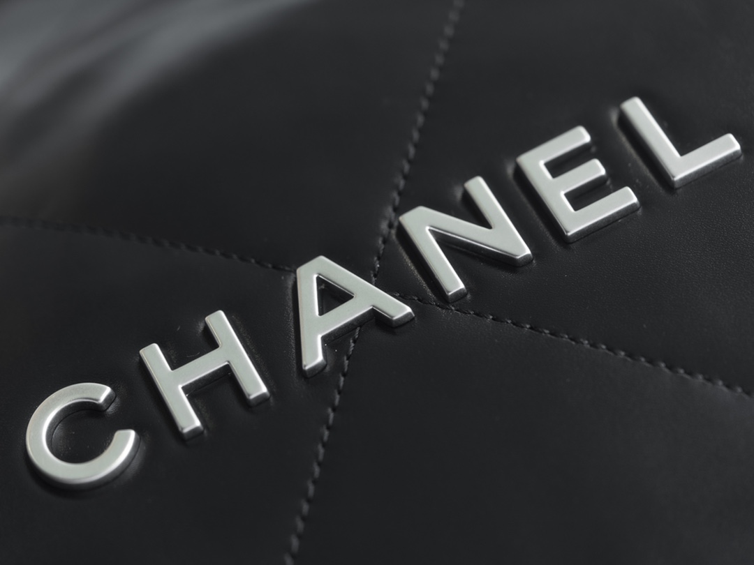 Chanel 22P Bag, Small, Black with Silver Hardware  