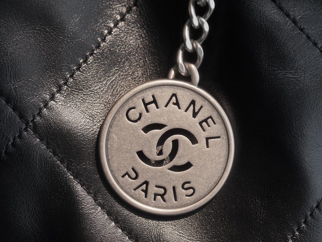 Chanel 22P Bag, Black with Silver Hardware, Medium  