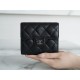 Classic Flap Tri-fold Wallet, Black Silver, Lambskin  