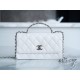 Chanel 23K Water Diamond Handle Accordion WOC, White, Leather  