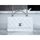 Chanel 23K Water Diamond Handle Accordion WOC, White, Leather  