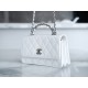 Chanel 23K Water Diamond Handle Accordion WOC, White, Leather  