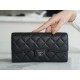 Classic Flap Long Wallet, Black Silver, Lambskin  