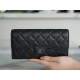 Classic Flap Long Wallet, Black Silver, Lambskin  