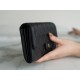 Classic Flap Long Wallet, Black Silver, Lambskin  