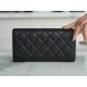 Classic Flap Long Wallet, Black Silver, Lambskin  