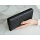 Classic Flap Long Wallet, Black Silver, Lambskin  