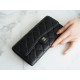 Classic Flap Long Wallet, Black Silver, Lambskin  