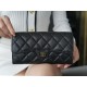 Classic Flap Long Wallet, Black Gold, Lambskin  