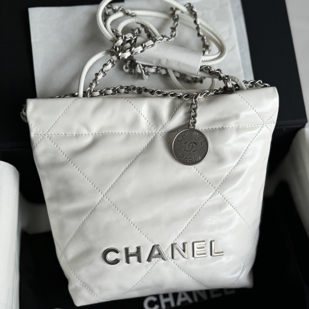 Chanel 23S 22 Mini Bag, Silver  