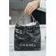 Chanel 23S 22 Mini Bag, Black Silver, Calfskin  