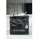 Chanel 23S 22 Mini Bag, Black Silver, Calfskin  