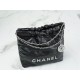 Chanel 23S 22 Mini Bag, Black Silver, Calfskin  