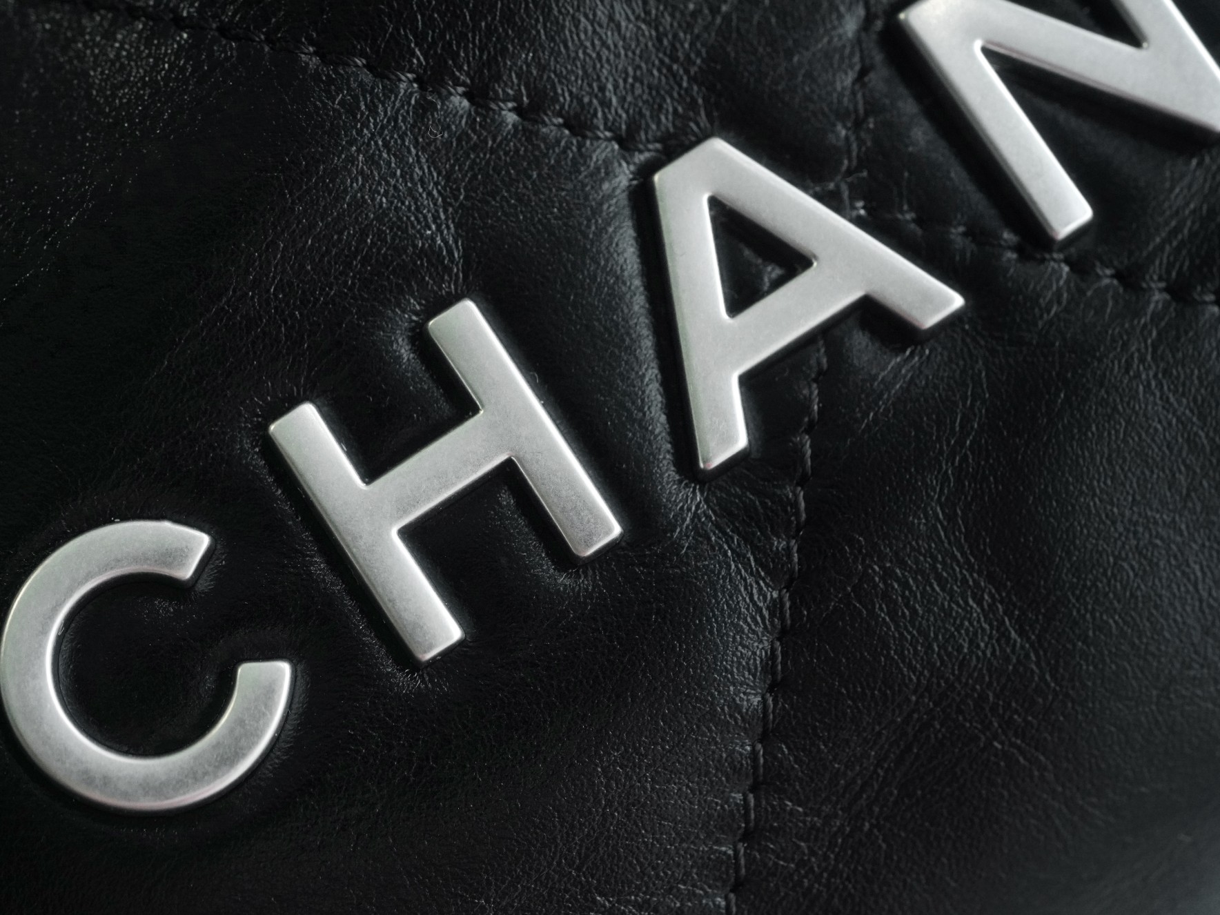 Chanel 23S 22 Mini Bag, Black Silver, Calfskin  