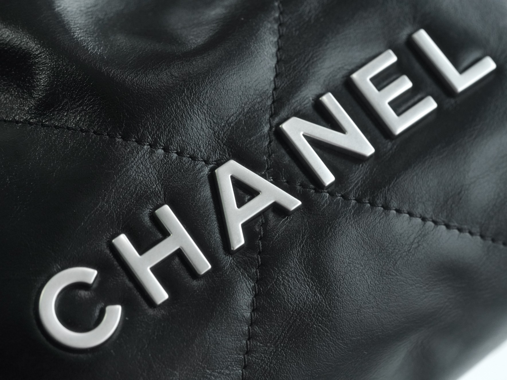 Chanel 23S 22 Mini Bag, Black Silver, Calfskin  