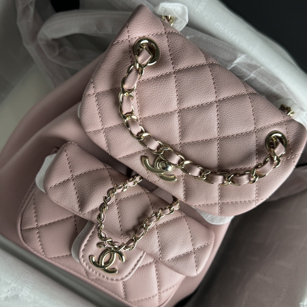 Chanel 24P New Duma Backpack, Peach Blossom Pink, Calfskin  