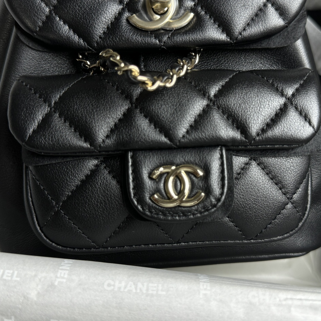 Chanel 24P Duma Backpack, Black, Calfskin  